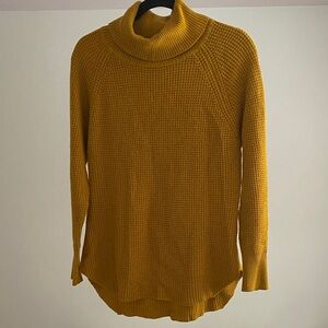 Women's Mustard Cowl Neck Waffle Knit Sweater